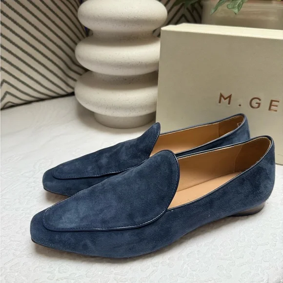 M. Gemi Blue Suede Loafers Slip-On Elegance - Picture 5 of 13